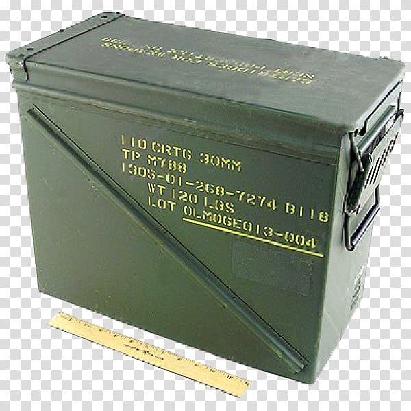 Ammunition box 30 mm caliber Cartridge, ammunition transparent background PNG clipart