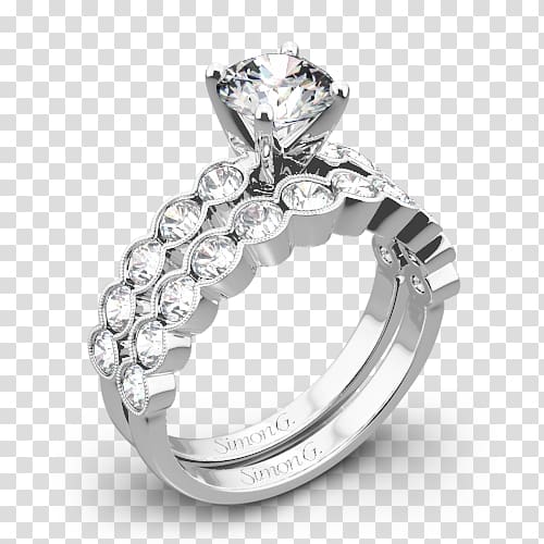 Wedding ring Silver Moissanite, wedding ring transparent background PNG clipart