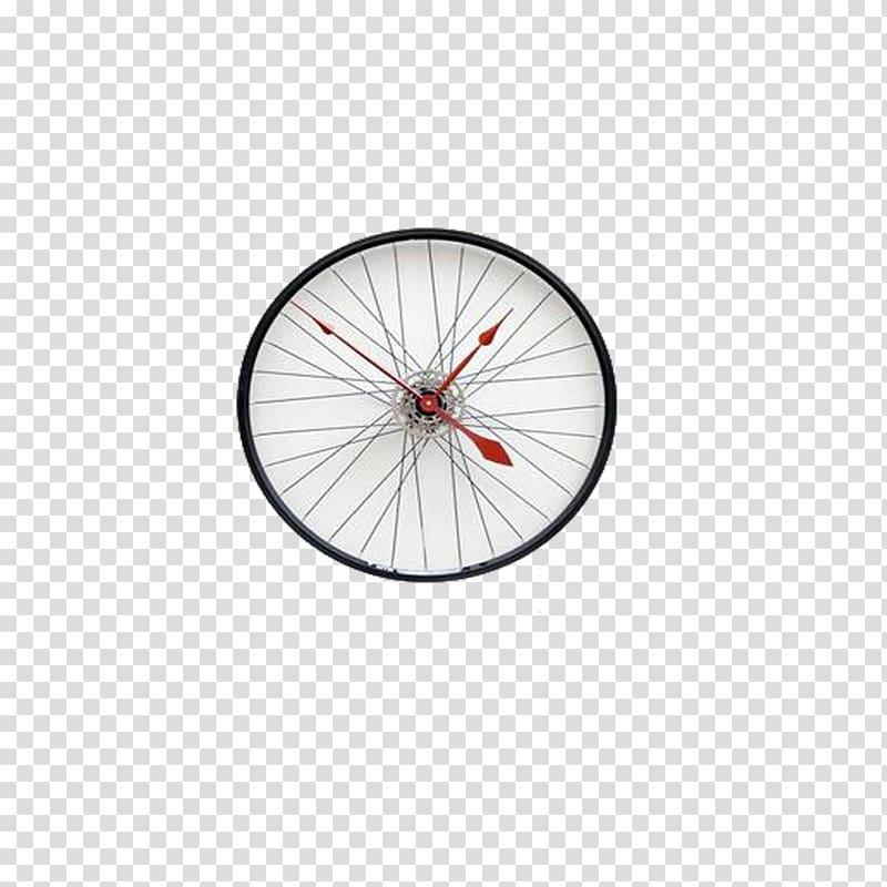 Clock u015aciana Bicycle wheel Time, Creative clock transparent background PNG clipart