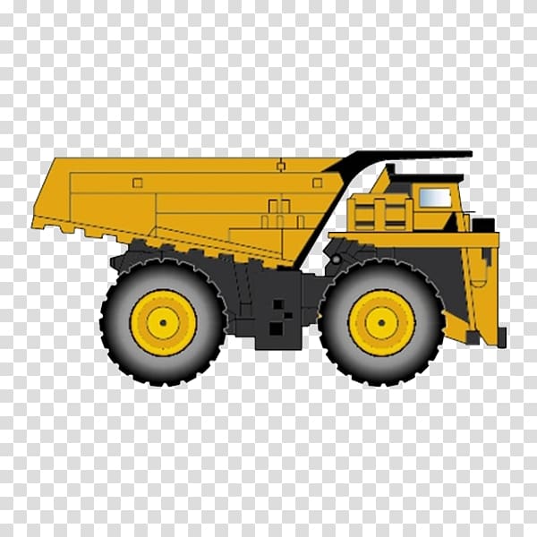 yellow and black haul truck art, Dump truck Heavy equipment Dumper, Yellow tipping bucket transparent background PNG clipart