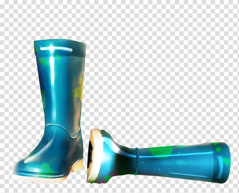 Color Rain Blue Wellington boot, Blue hand-painted rain boots material free to pull transparent background PNG clipart