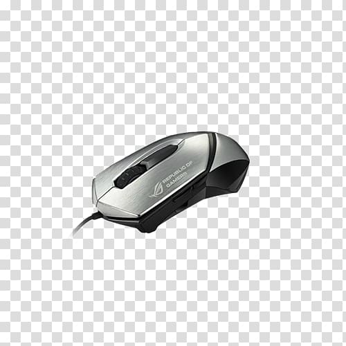 Computer mouse Laptop ASUS ROG GX1000 Eagle Eye Republic of Gamers Optical mouse, Silver wired mouse transparent background PNG clipart
