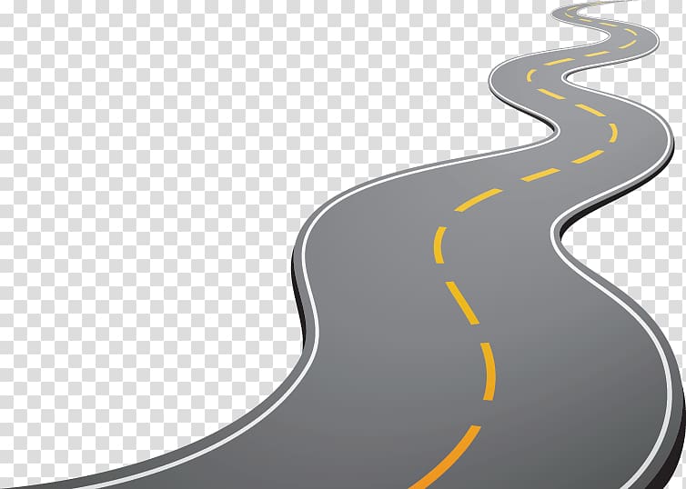 gray and yellow road illustration against blue background, Road curve , road transparent background PNG clipart