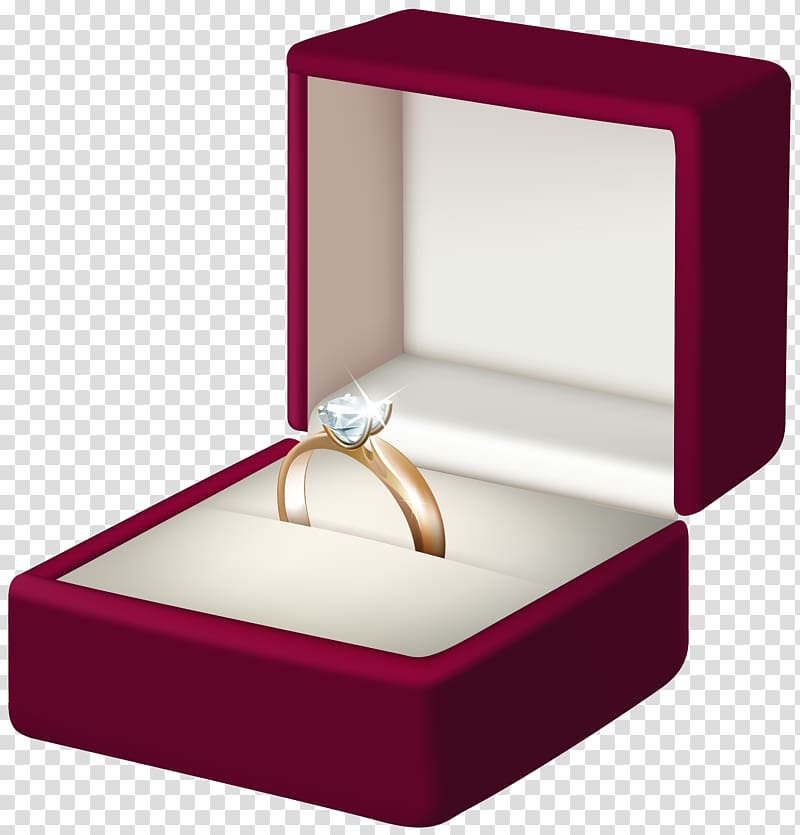 gold-colored ring with clear gemstone and box, Engagement ring Box , Engagement Ring transparent background PNG clipart