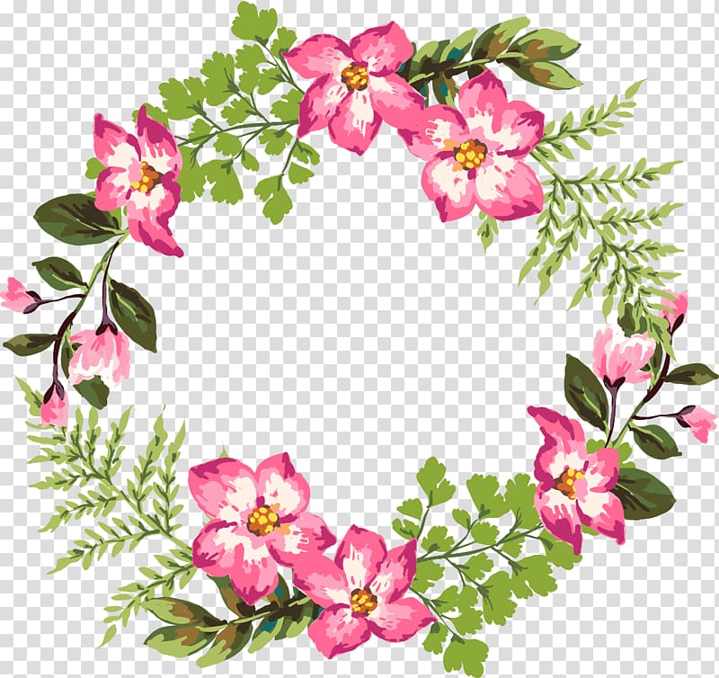 pink and white flower wreath illustration, Flower Watercolor painting , Beautiful colorful Garland transparent background PNG clipart
