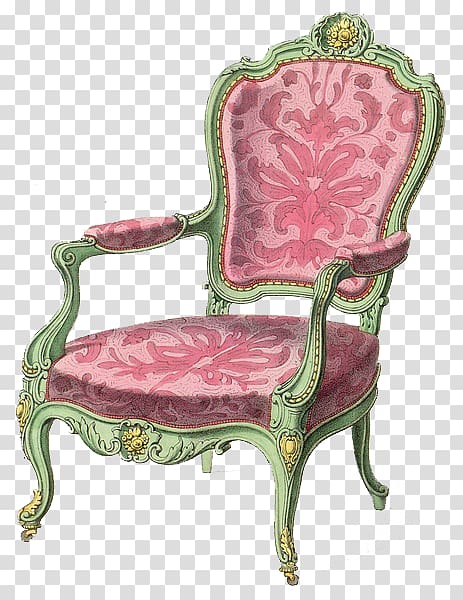 Furniture Chair Couch Rococo Decorative arts, French royal pink seat transparent background PNG clipart