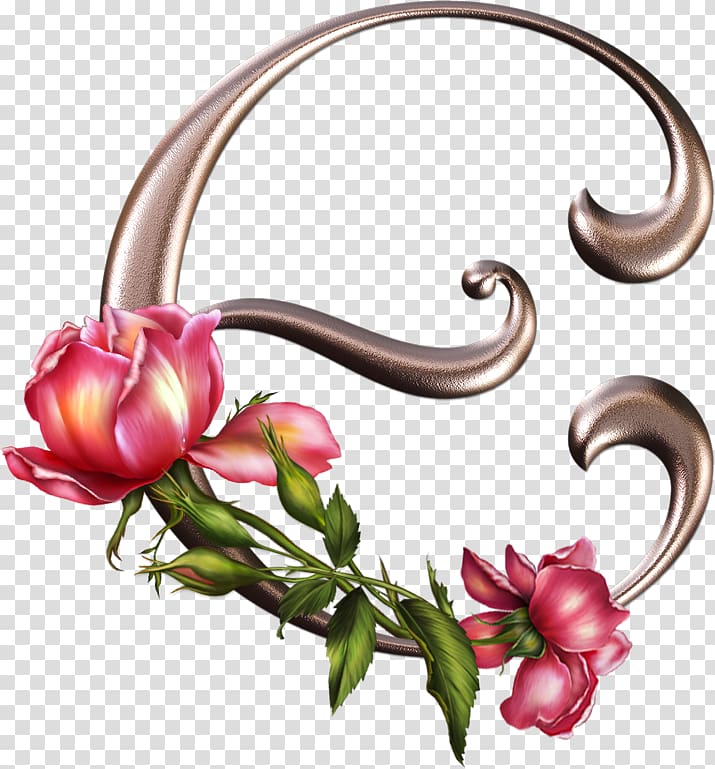 Gothic alphabet Letter Rose Floral design, rose transparent background PNG clipart