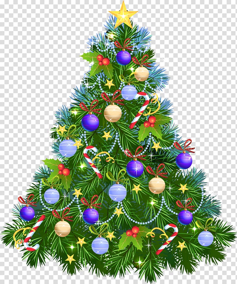 Christmas tree Christmas ornament , Christmas Tree with Purple Ornaments, green Christmas tree illustration transparent background PNG clipart