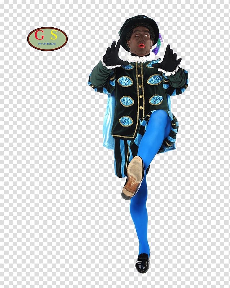 Zwarte Piet Sinterklaas Costume Black Electric blue, Van Cartoon transparent background PNG clipart