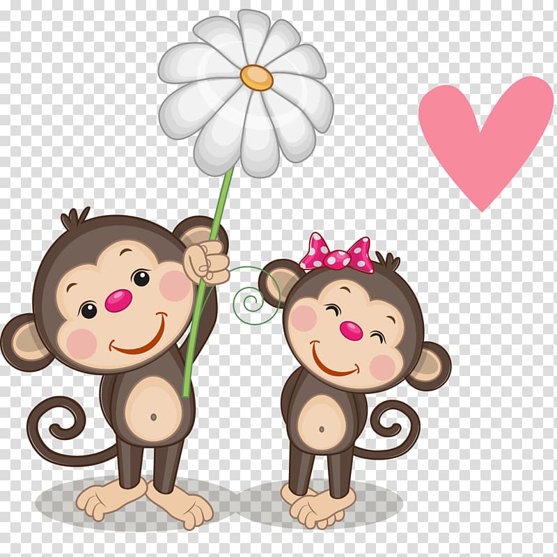 two black monkeys, Cartoon Illustration, cute little monkey transparent background PNG clipart