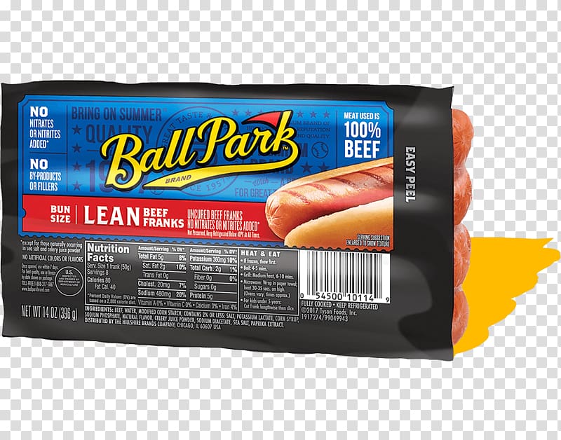 Hot dog Ball Park Franks Beef Nutrition Calorie, delicious sausage transparent background PNG clipart