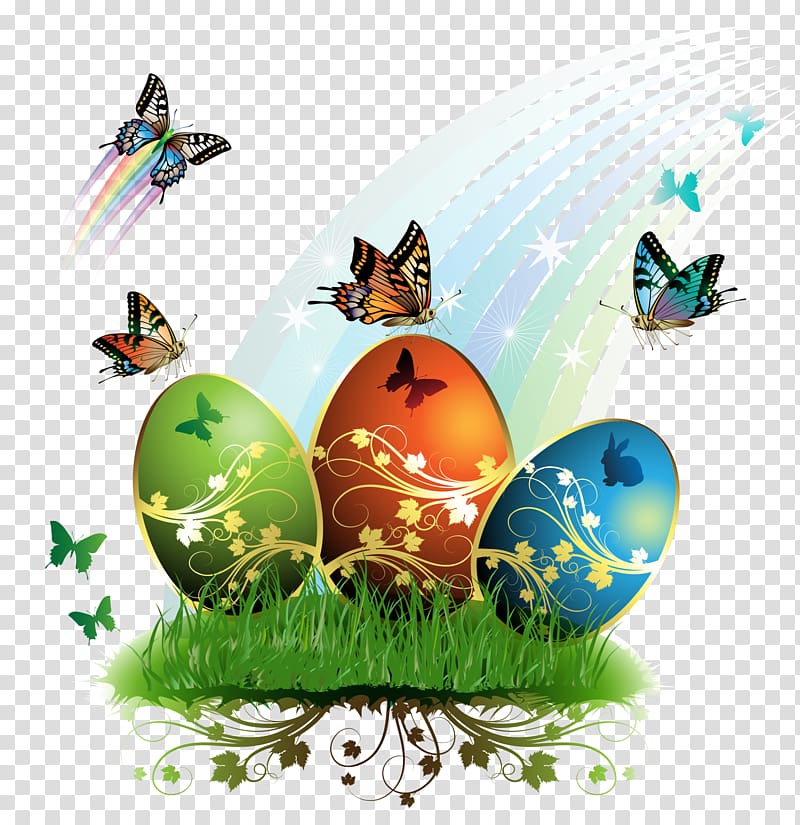 Easter Bunny Easter egg , Grass Eggs transparent background PNG clipart