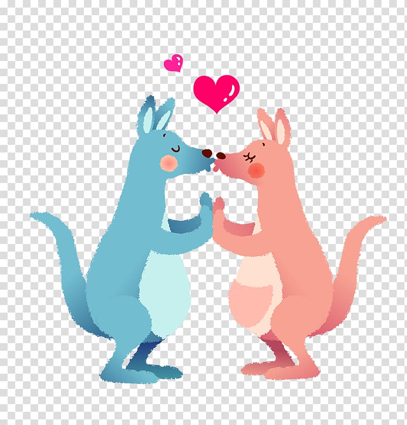 Cartoon Kiss Illustration, kangaroo transparent background PNG clipart