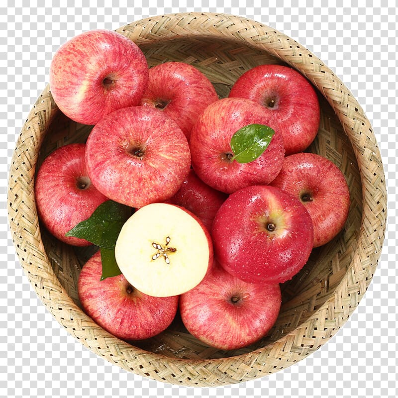 Apple Fuji, A basket of apples transparent background PNG clipart