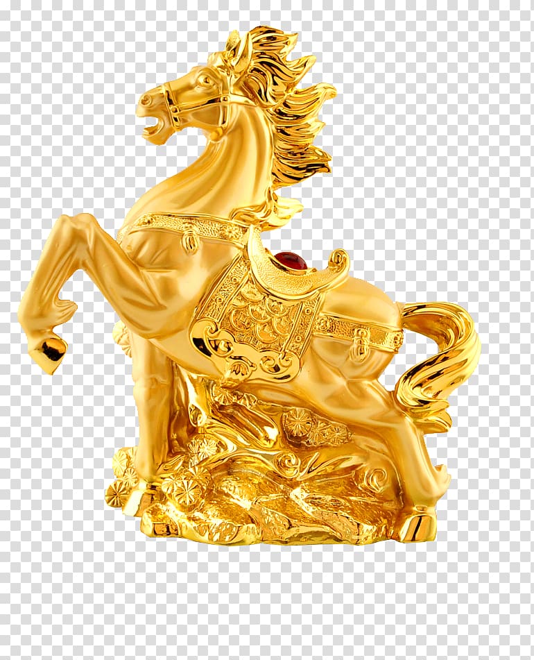 Horse Chinese zodiac Illustration, Zodiac Golden Horse transparent background PNG clipart