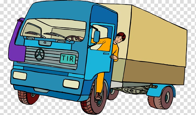 Car Dump truck Truck driver , Cartoon man driving a large truck painted door transparent background PNG clipart