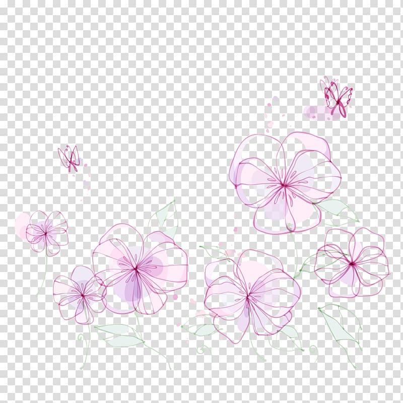 pink flowers , Common sunflower Euclidean Line, Water painted pink flowers transparent background PNG clipart