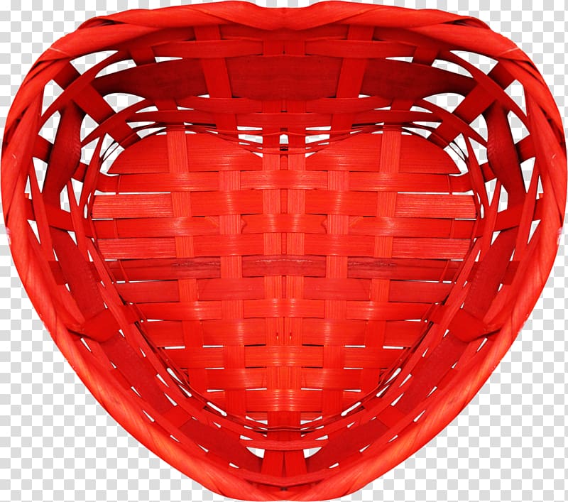 Red Heart Basket, Creative bamboo red,Heart-shaped basket transparent background PNG clipart