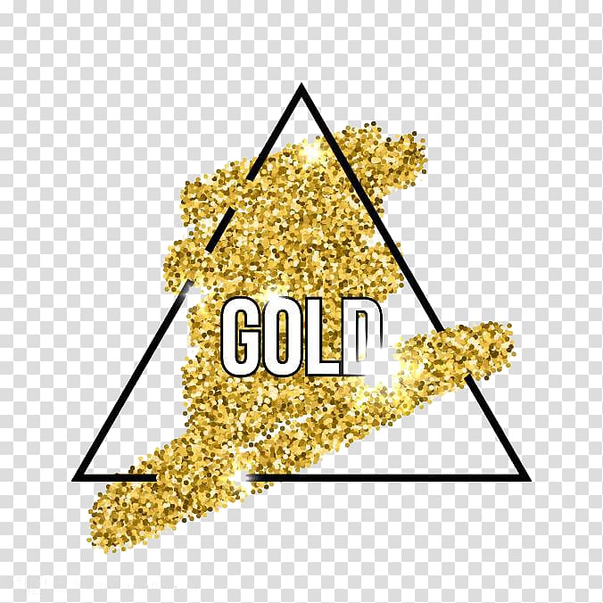 Gold Illustration, Gold powder triangle stickers high-definition deduction material transparent background PNG clipart