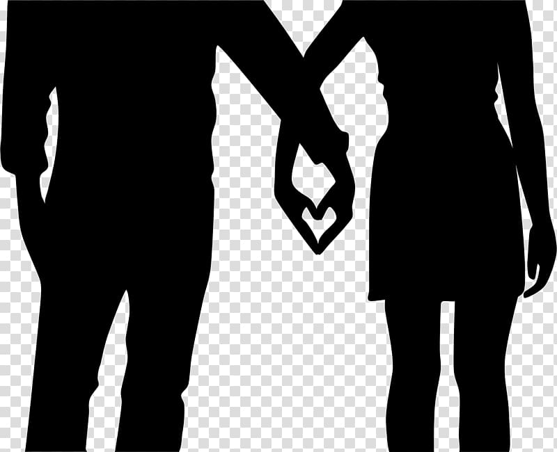 silhouette of man and woman holding each other's hands forming heart illustration, Silhouette couple Holding hands , couple transparent background PNG clipart