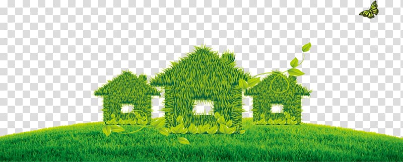Environmental protection House painter and decorator Recycling, Spring green grass houses transparent background PNG clipart