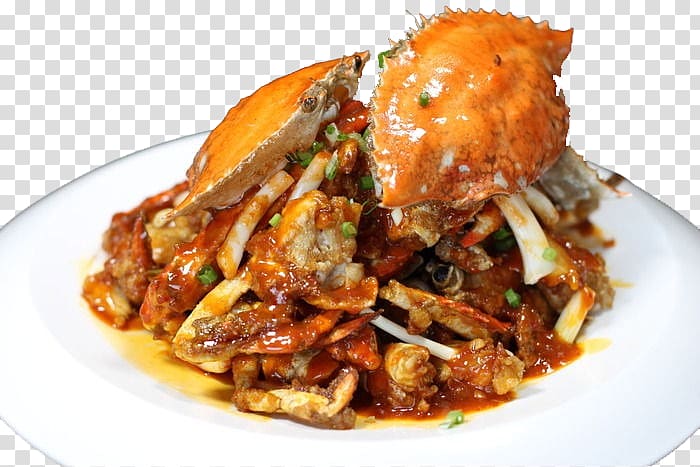 Chilli crab Seafood, Spicy crab yellow transparent background PNG clipart