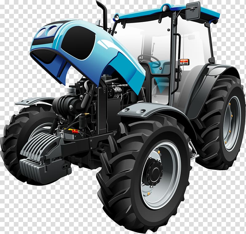 Modern and Classic Tractors Adult Coloring Book Illustration, Hand-painted tractor transparent background PNG clipart