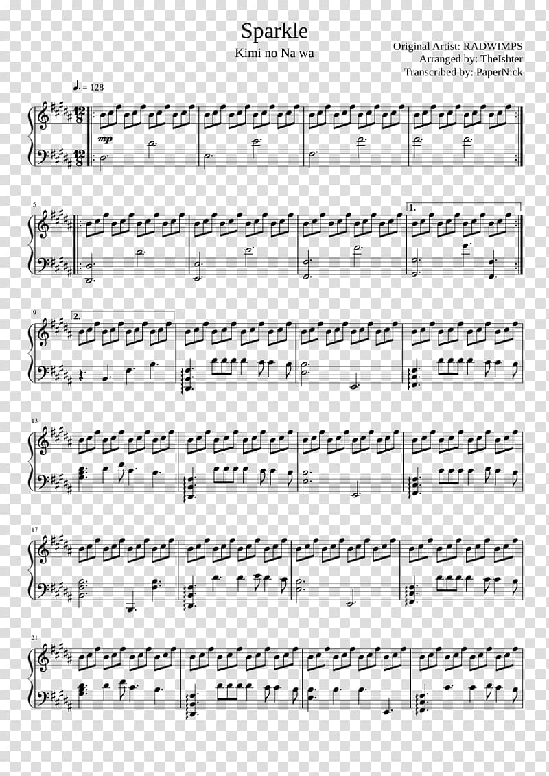 Sheet Music Song Radwimps Flute, sheet music transparent background PNG clipart