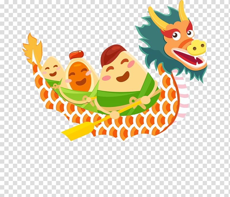 Zongzi Dragon Boat Festival Bateau-dragon Cartoon, Cartoon dragon boat dumplings transparent background PNG clipart