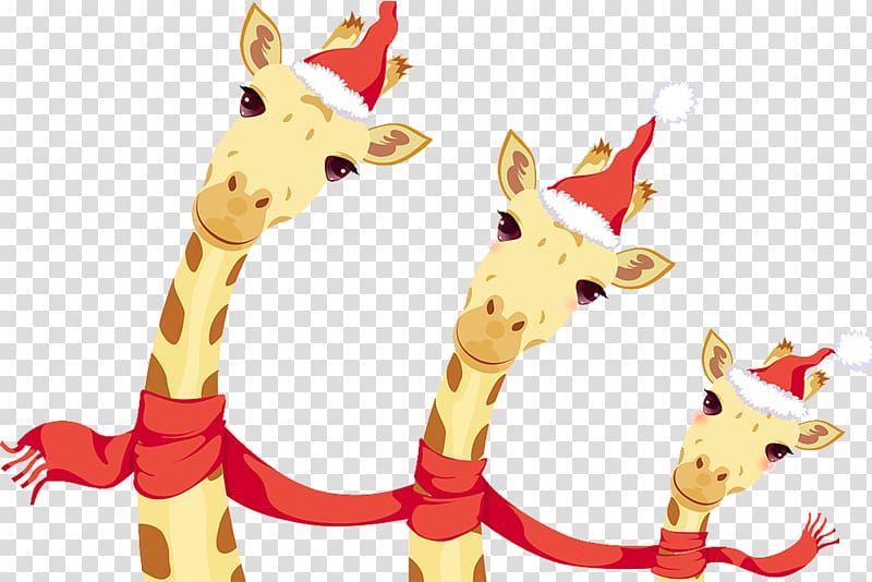 Northern giraffe Christmas Southern giraffe Illustration, Christmas Giraffe transparent background PNG clipart