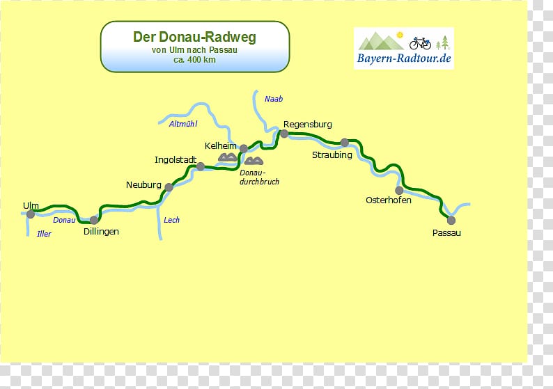 Donauradweg Long-distance cycling route Via Claudia Augusta Map Alpinflohmarkt, map transparent background PNG clipart
