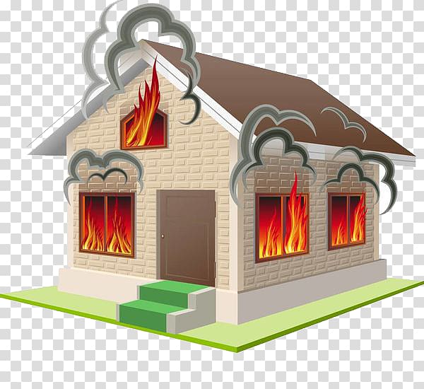 brown burning house illustration, A burning house transparent background PNG clipart