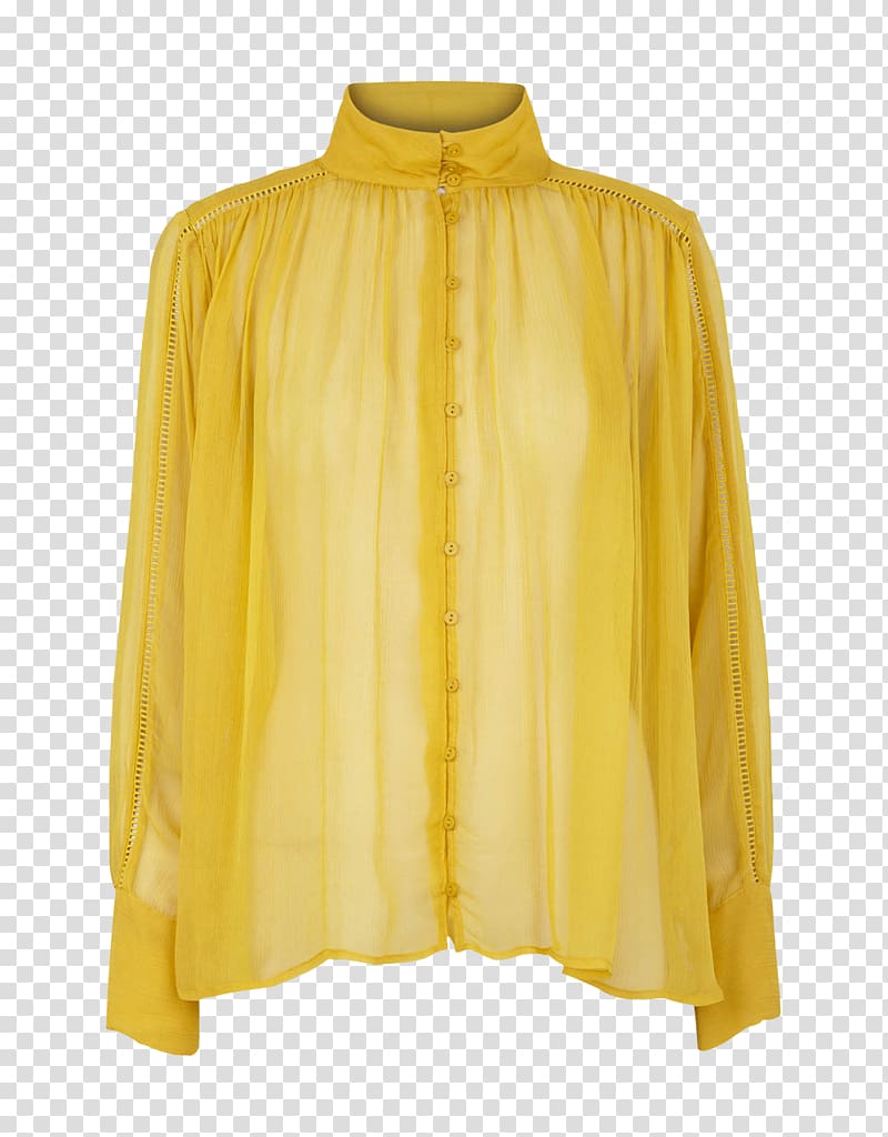 Blouse Shirt Sleeve Top Yellow, curry transparent background PNG clipart