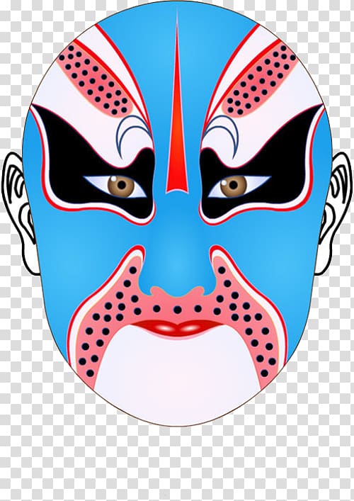 Mask Face Peking opera Chinese opera, Blue face mask transparent background PNG clipart