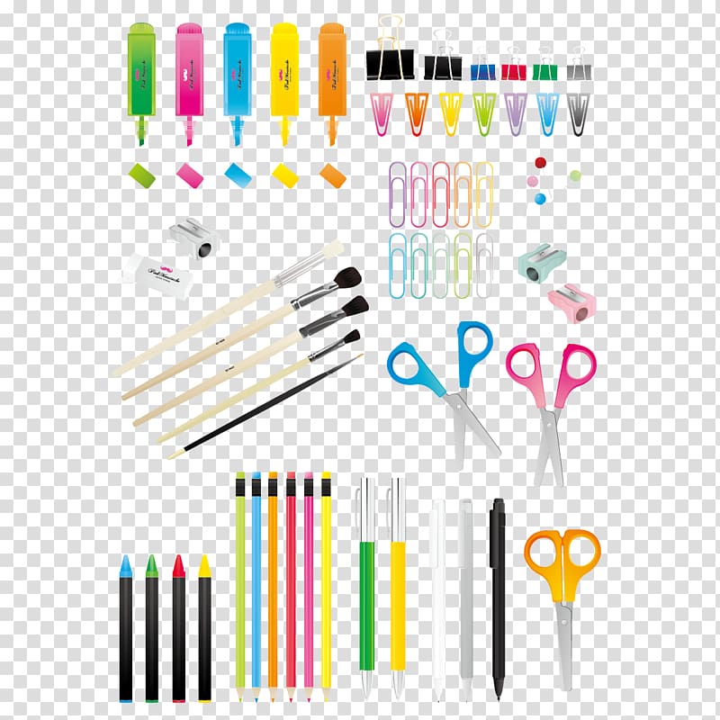 assorted pens and scissors, School Icon, school supplies transparent background PNG clipart