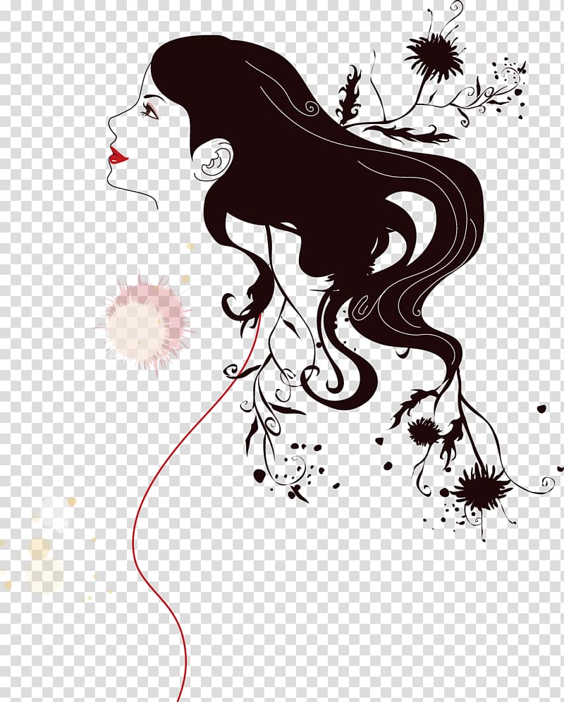 of black-haired woman, Silhouette Woman, woman transparent background PNG clipart
