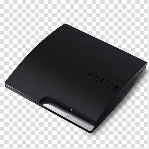 black Sony PS3 Slim, electronic device multimedia electronics accessory optical disc drive, PS3 slim hor transparent background PNG clipart