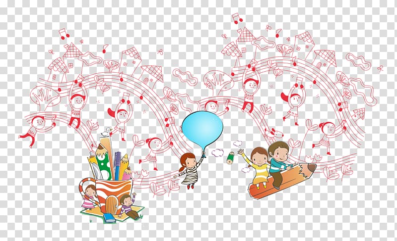 children riding on pencil , Child Cartoon Drawing, Cartoon children playing transparent background PNG clipart