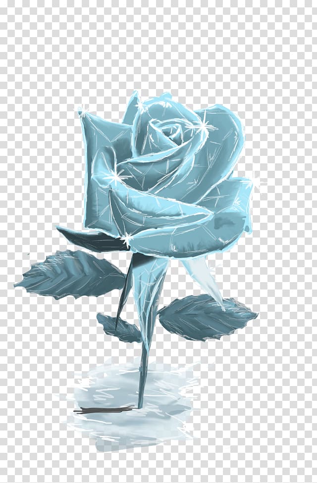Flower Blue rose Ice Drawing, BLUE WOLF transparent background PNG clipart