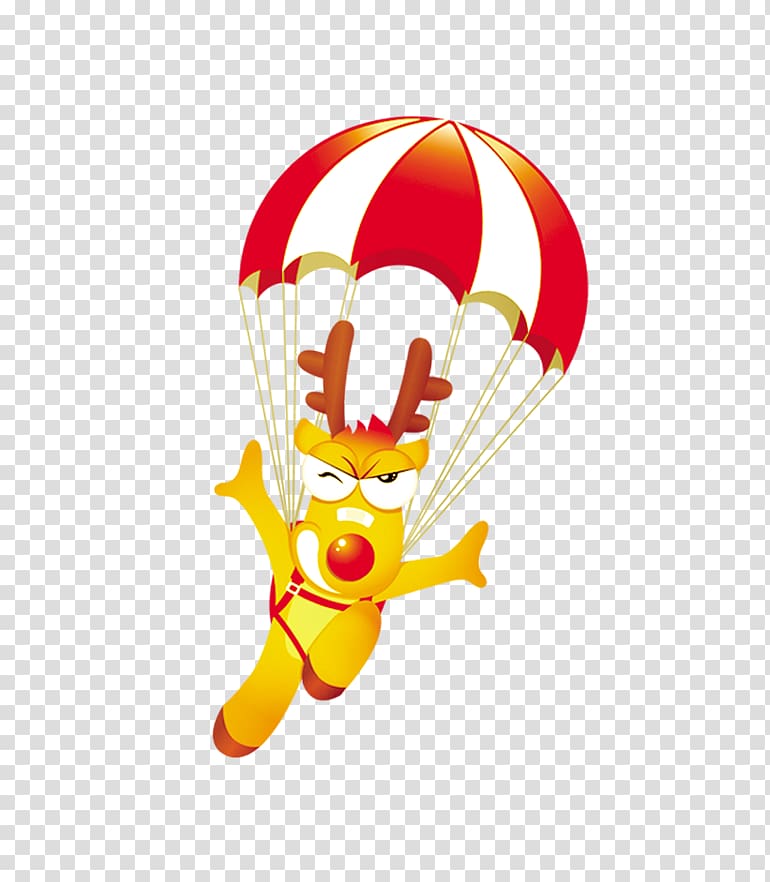Parachute Parachuting Cartoon, Hanging parachute flying elk transparent background PNG clipart