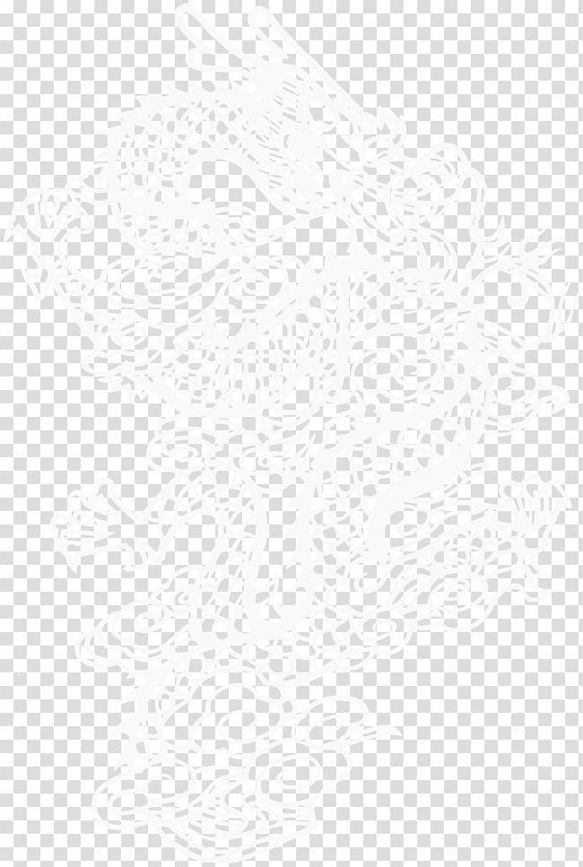 White Black Pattern, White paper-cut dragon transparent background PNG clipart