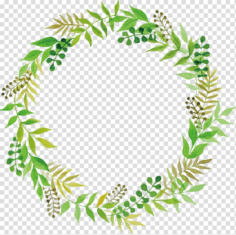 Wedding Green, Leaves Floral Border, green wreath illustration transparent background PNG clipart