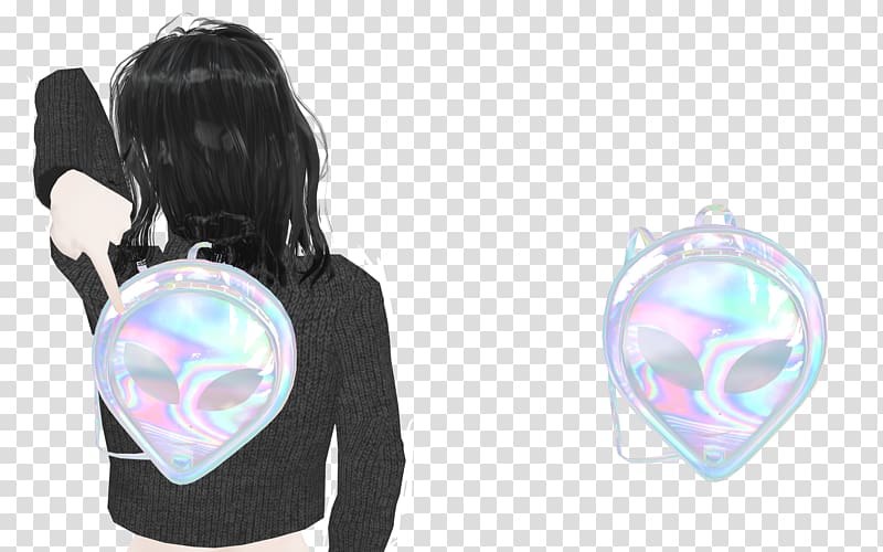 Art Holographic Alien Shoulder Bag Backpack, holographic transparent background PNG clipart