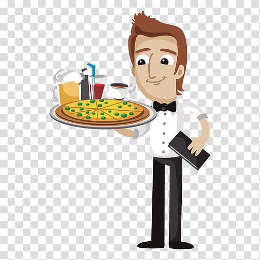 Waiter Cartoon, bartender transparent background PNG clipart