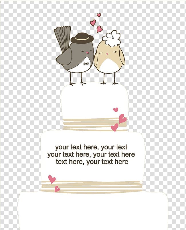 Wedding invitation Wedding cake Cartoon Marriage, Cartoon bird cake transparent background PNG clipart