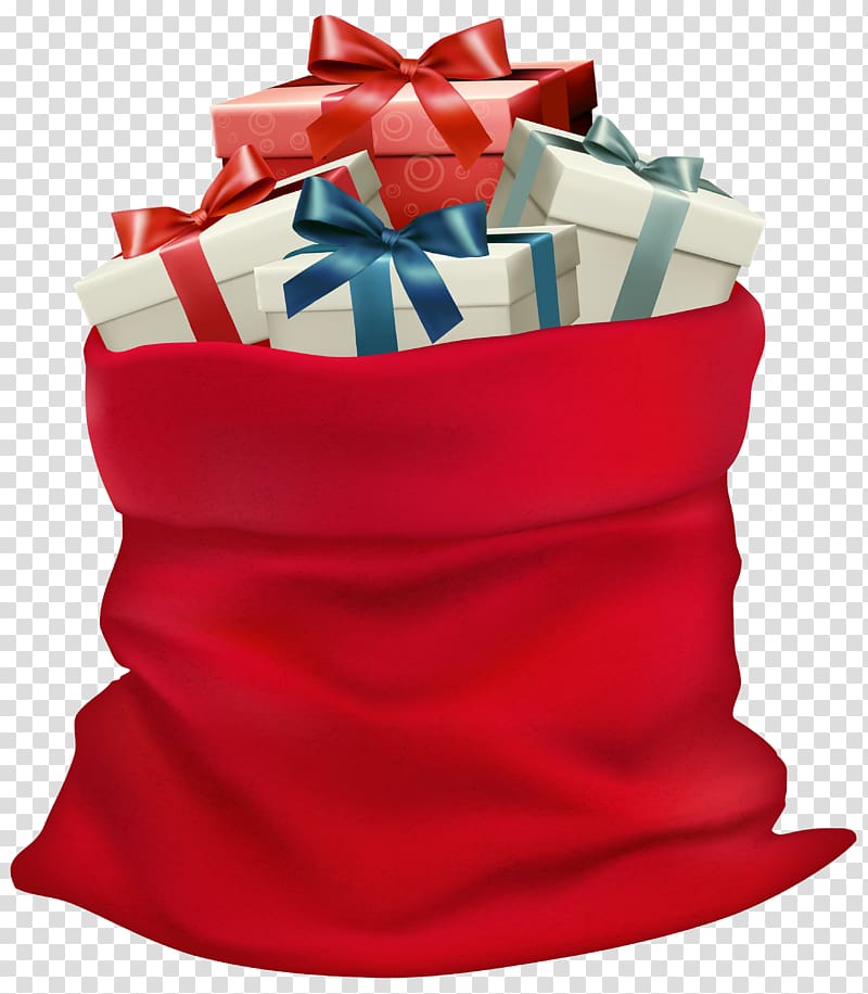 Bag of gifts illustration, Santa Claus Father Christmas
