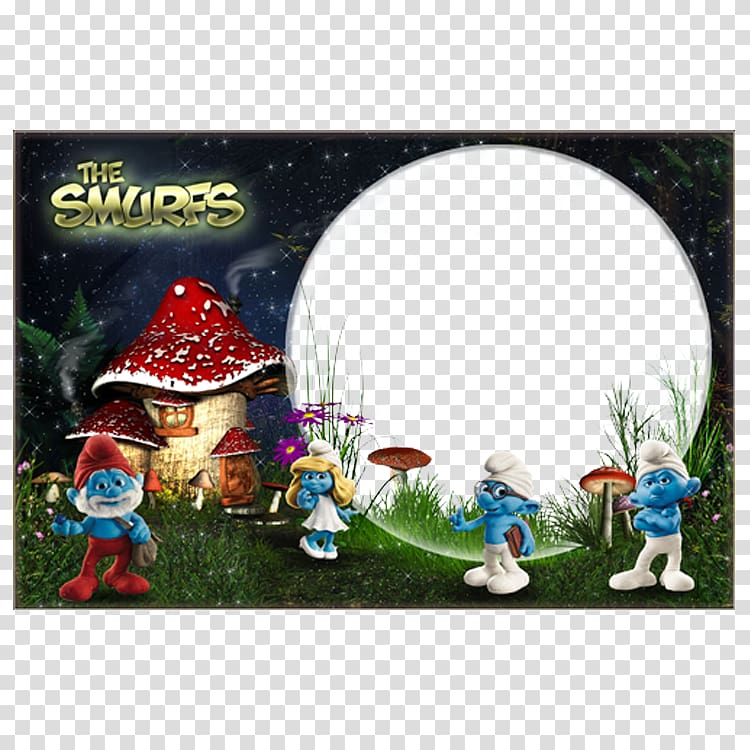 The Smurfs , Smurfette frame The Smurfs, Dwarfs cartoon border transparent background PNG clipart