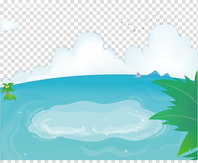 Water resources Cartoon Sky Illustration, material small lake transparent background PNG clipart