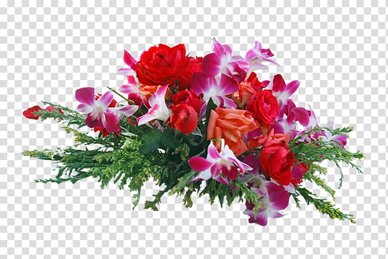 red and purple roses and orchids centerpiece illustration, Flower bouquet Wedding invitation, Wedding flowers transparent background PNG clipart