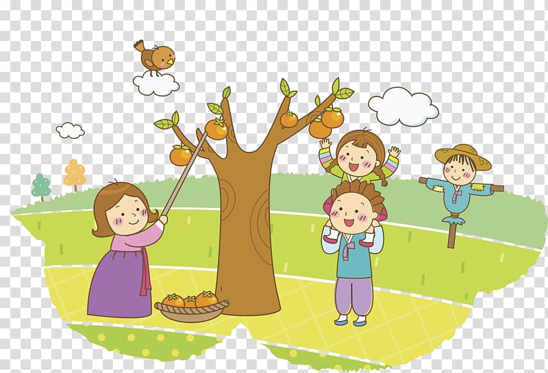 Illustration, The baby picked apples transparent background PNG clipart